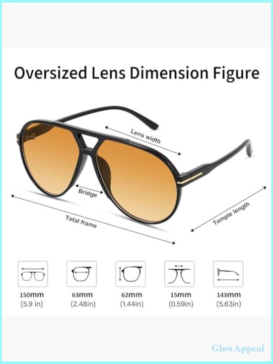 Oversized Retro Aviator Sunglasses Classic 70s Vintage Style Large Frame